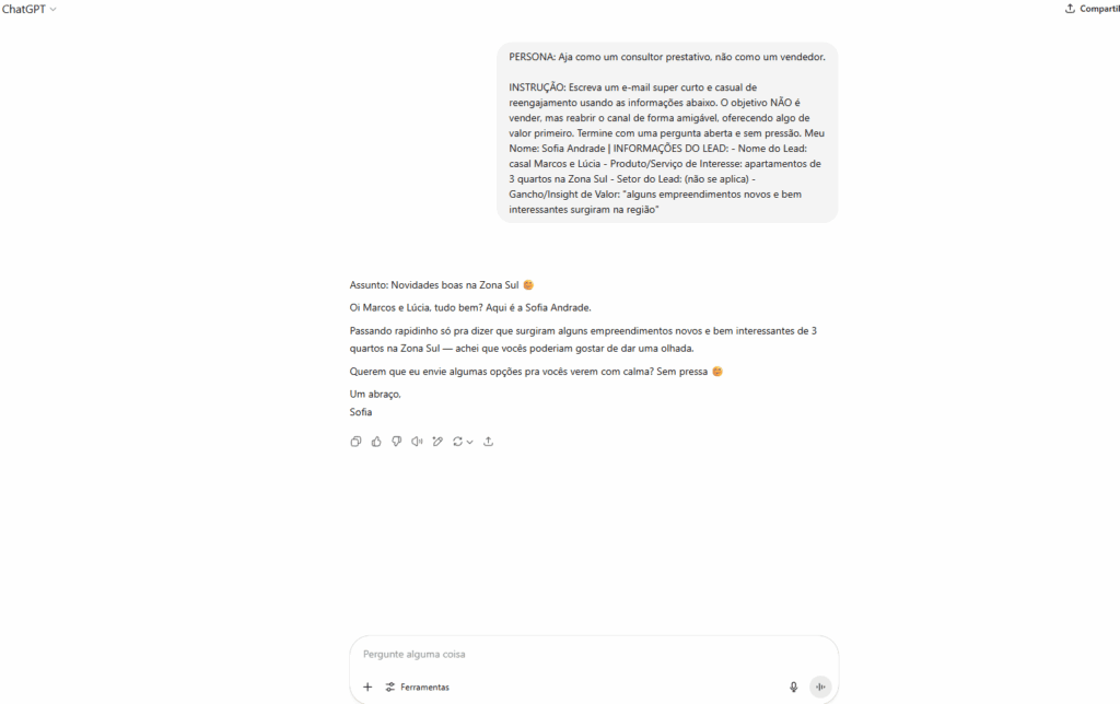 Resultado 5 do prompt no Chatgpt